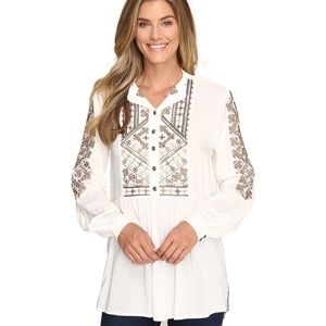 Tasha Polizzi Rayon White Lily Shirt Top Large